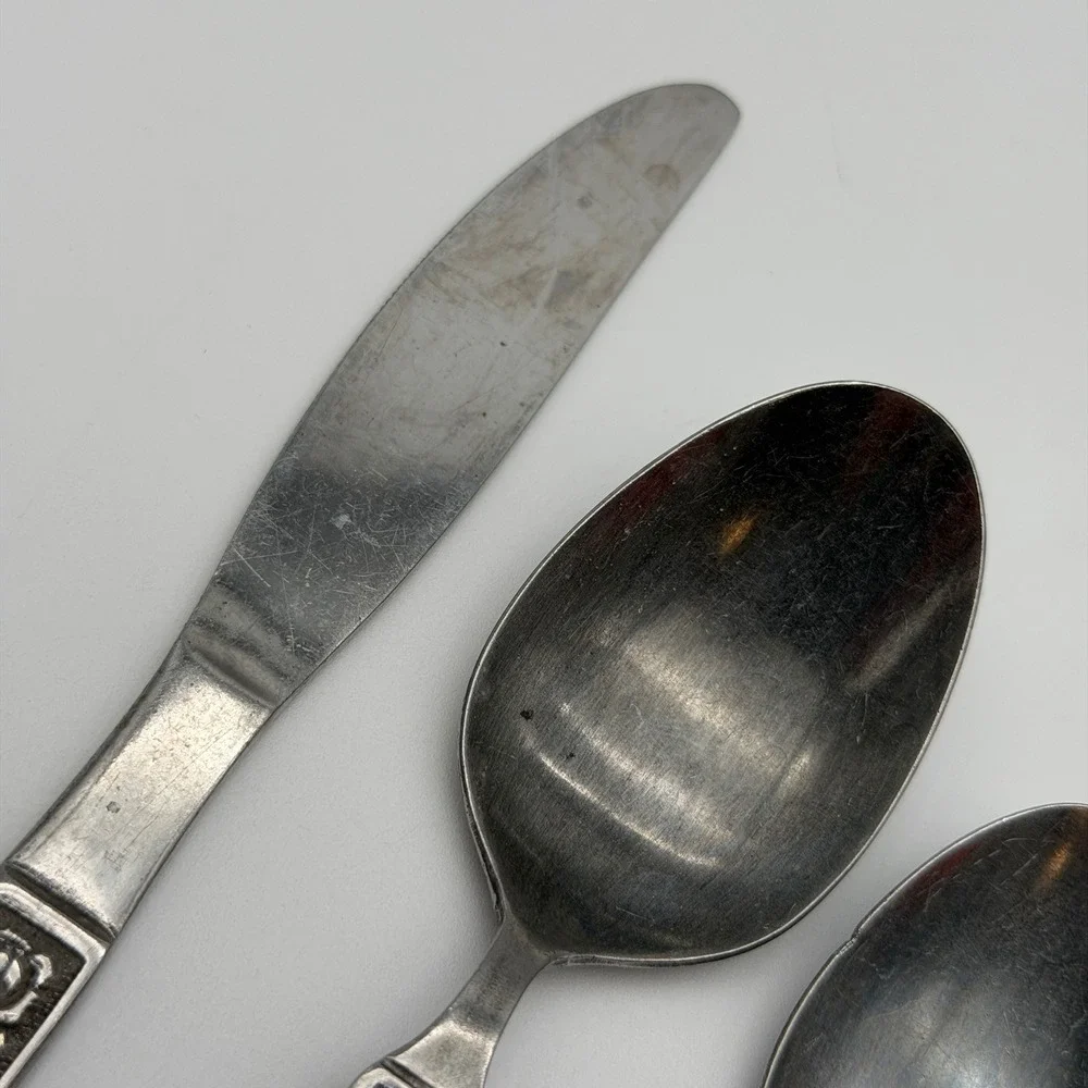 National Stainless Japan Rose Floral Flatware Set 4pc Vintage Silverware MCM